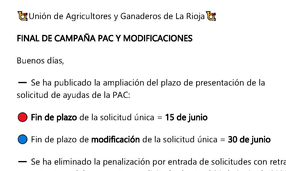 Ampliación del plazo para solicitar las ayudas de la PAC y ...