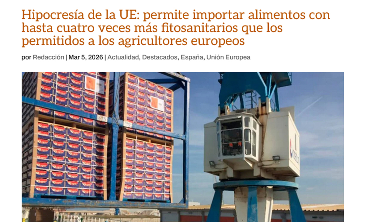 La UE permite importar alimentos con hasta cuatro veces más fitosanitarios que los permitidos a los agricultores europeos