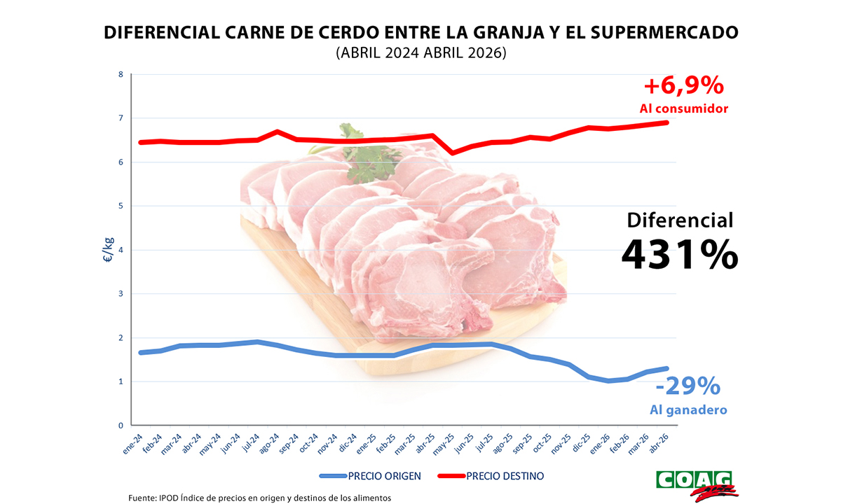 El IPOD, Índice de Precios en Origen y Destino de COAG desvela la injusticia del mercado con el sector agrario