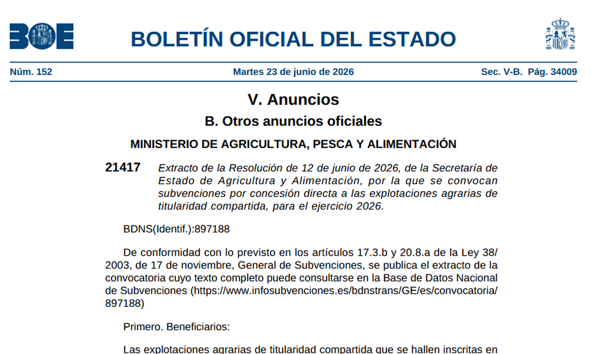 Publicada la convocatoria para explotaciones en Titularidad Compartida