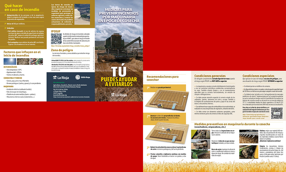 Tríptico para prevenir incendios del Gobierno de La Rioja